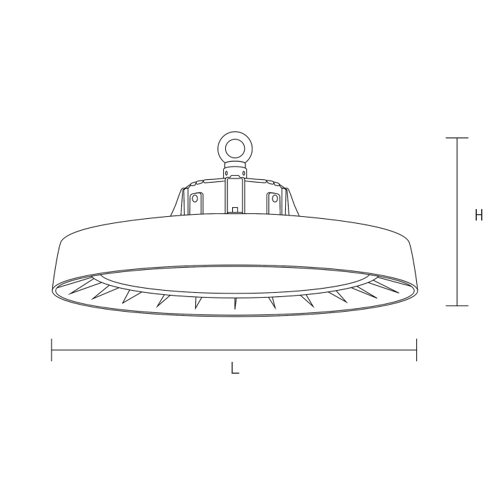 HIGH BAY IP65 100W(55/75W) 160LM/W CCT 3/4/5000K 120° 248*158MM