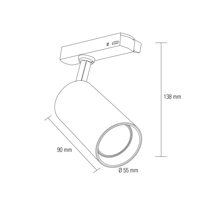 PROJECTEUR RAIL TRIPHASE POUR GU10 MAXI 25W Ø55*H138 MM BLANCPS0051