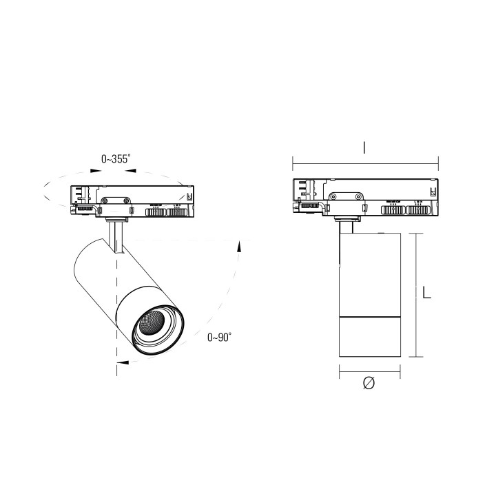 PROJECTEUR TRIPHASE DIP 10/15/20W CCT  90-100LM/W 170XØ72X210MM NOIR