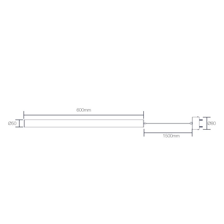 LUMINAIRE TUBE 50 360° 20W IP40 Ø50x600mm