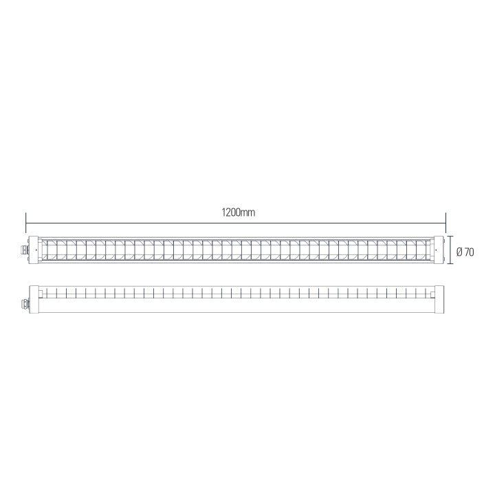 TUBULAIRE AVEC GRILLE 36W 130LM/W IP65 Ø70X1200MM