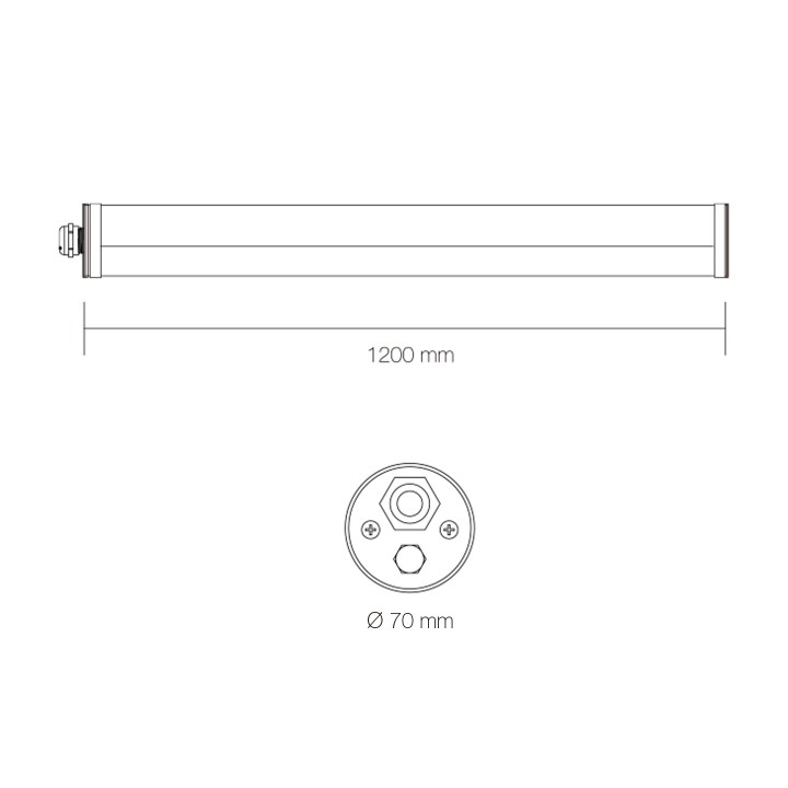 TUBULAIRE NEW YORK 36W 120LM/W IP69 Ø75x1200mm 