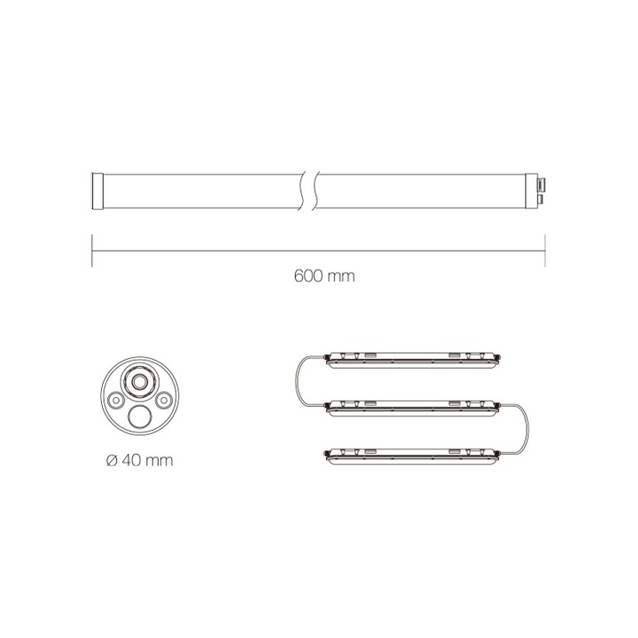 MINI LUMINAIRE TUBULAIRE 40MM* IP66 IK10 