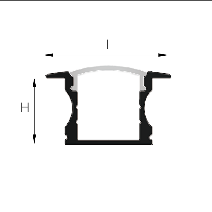 PROFILE ALU NOIR 2M ENCASTRABLE AVEC DIFFUSEUR NOIR 17X15MM
