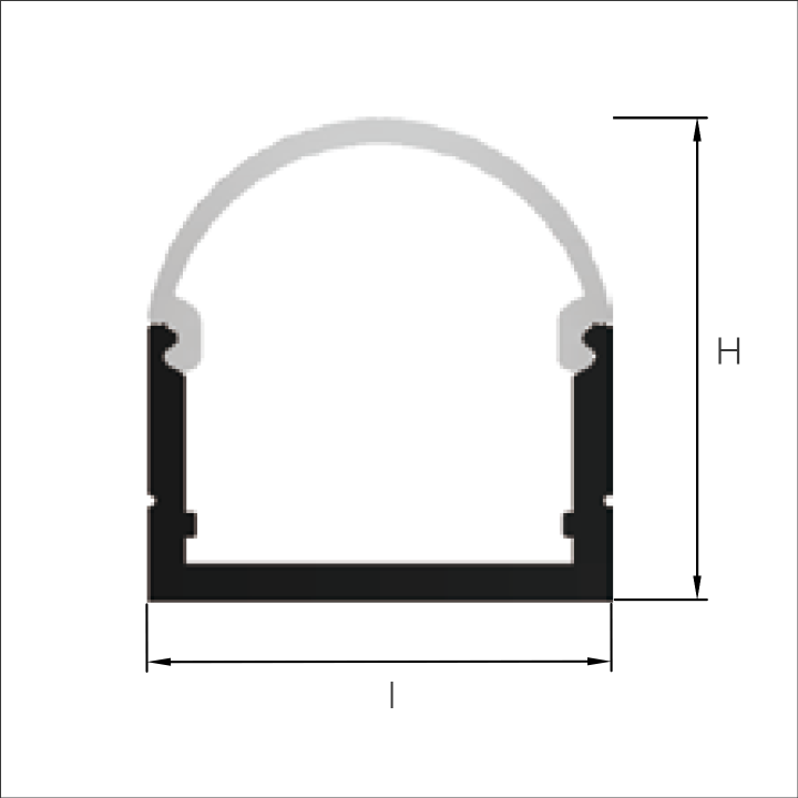 PROFILE ALU SAILLIE + DIFFUSEUR OPAL ROND 2000X19,4X11,6MM 2M
