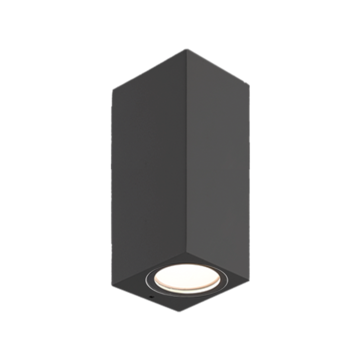 APPLIQUE MURALE CARREE 68*78*160MM NOIR 2X GU10 IP65 CLASS I