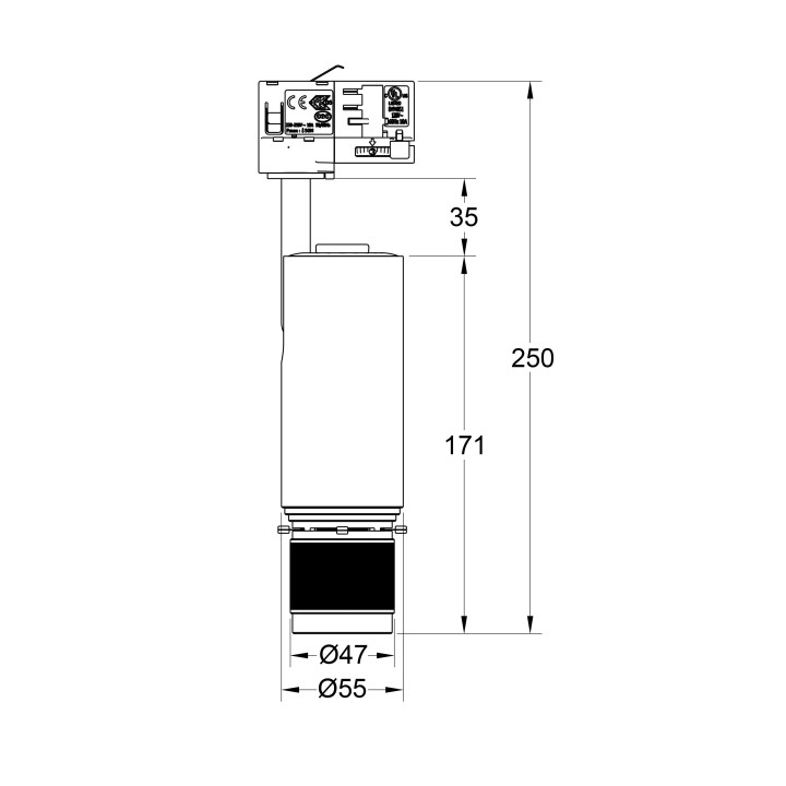CADREUR RAIL D55X171MM IRC 97 53° 10W DIMMABLE BLANC