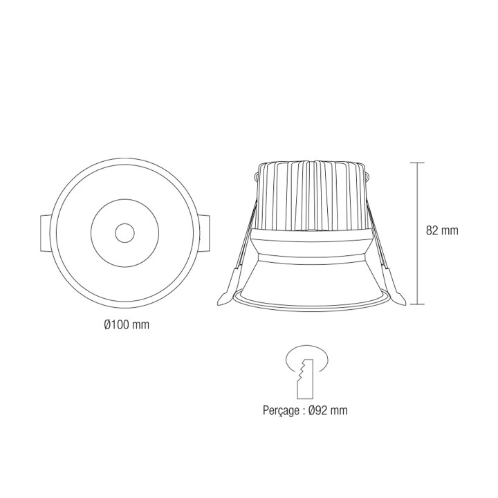 SPOT IP44 BASSE LUMINANCE 100*82MM 15W IRC 90 60° 6000K