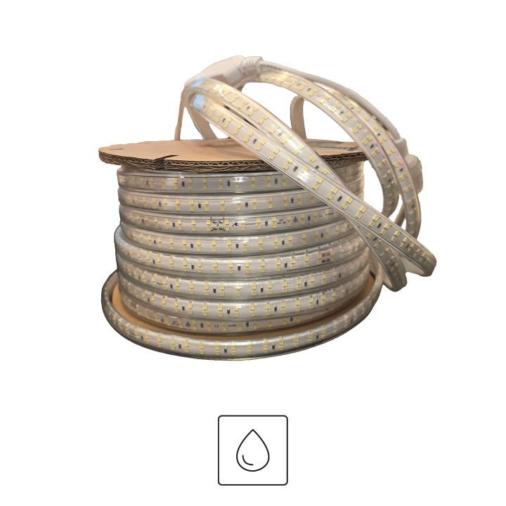 RUBAN LED AC230V IP65 7.5W/M 120LEDS/M  50 METRES 6000K ALIME