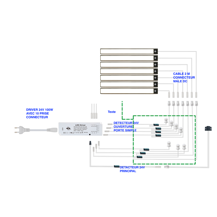 DRIVER 24V 100W AVEC 10 PRISE CONNECTEUR RAPIDE 