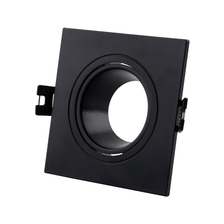 COLLERETTE PC CARREE GU10 ORIENTABLE 93X93XH27MM  Ø75~85MM NOIR