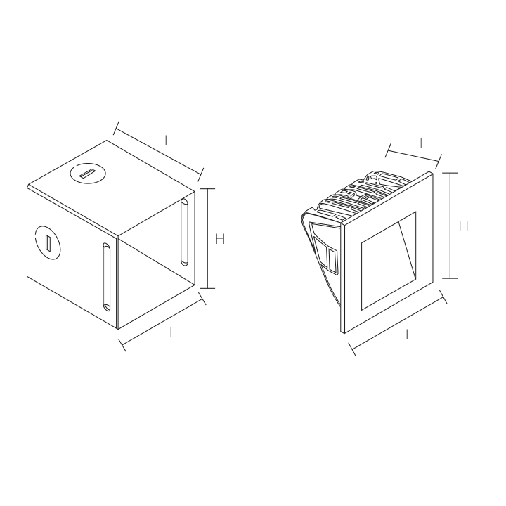 BALISAGE MURAL ENCASTRE 70X66MM 2,2W 78LM 3000K BA82° IP65 NOIR 220V