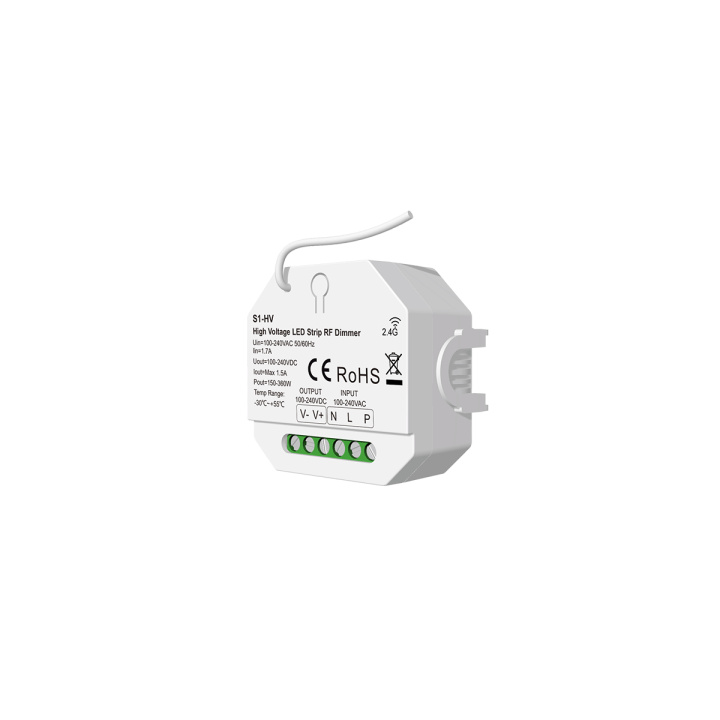 CONTROLEUR VARIATEUR RUBAN LED MONOCHROME 220-240V AC BP ET RF