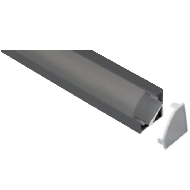 PROFILE ALU NOIR SAILLIE ANGLE + DIFFUSEUR 18.1X18.1MM 2M