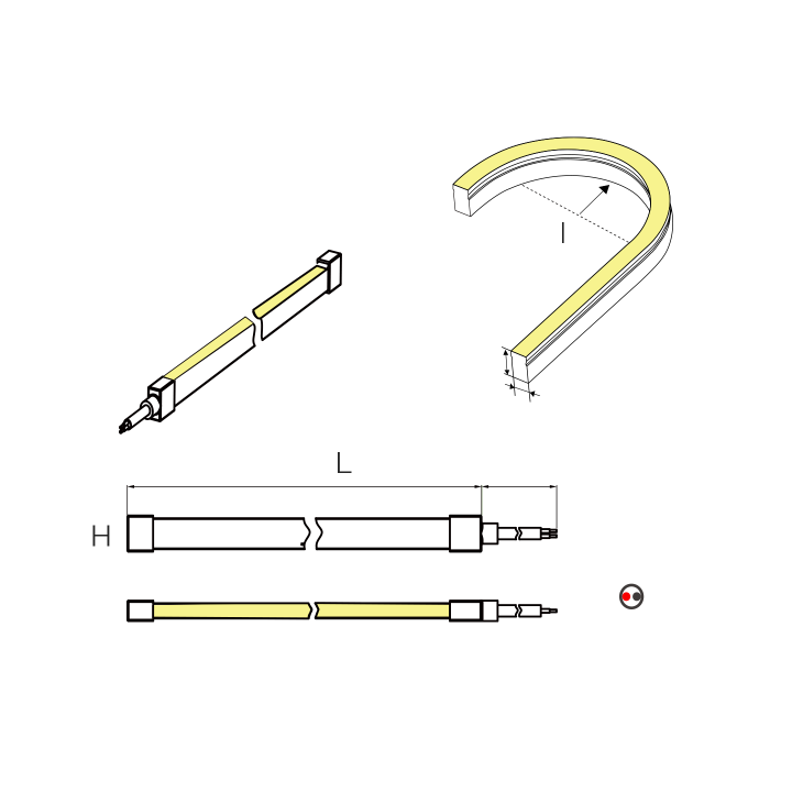 NEON LED Flexible 24V DC 8.8W/M 340LM/W 06X12MM 5 METRES IP65