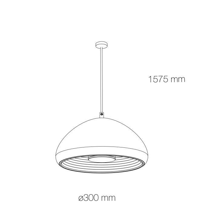 SUSPENSION Ø300*1575MM 15W 500LM 3000K 120° NOIR/CUIVRE