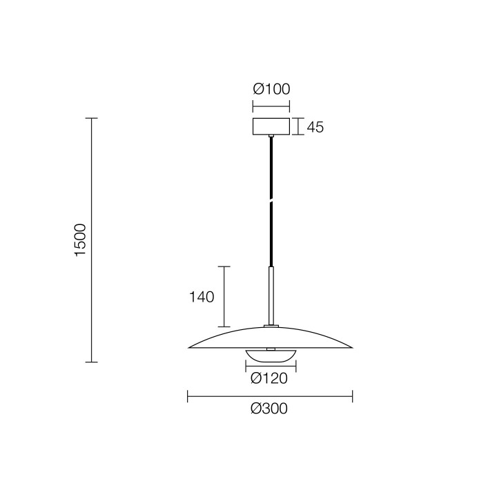 SUSPENSION D300*D120*1500mm 7+3W 960lm 3000K CUIVRE