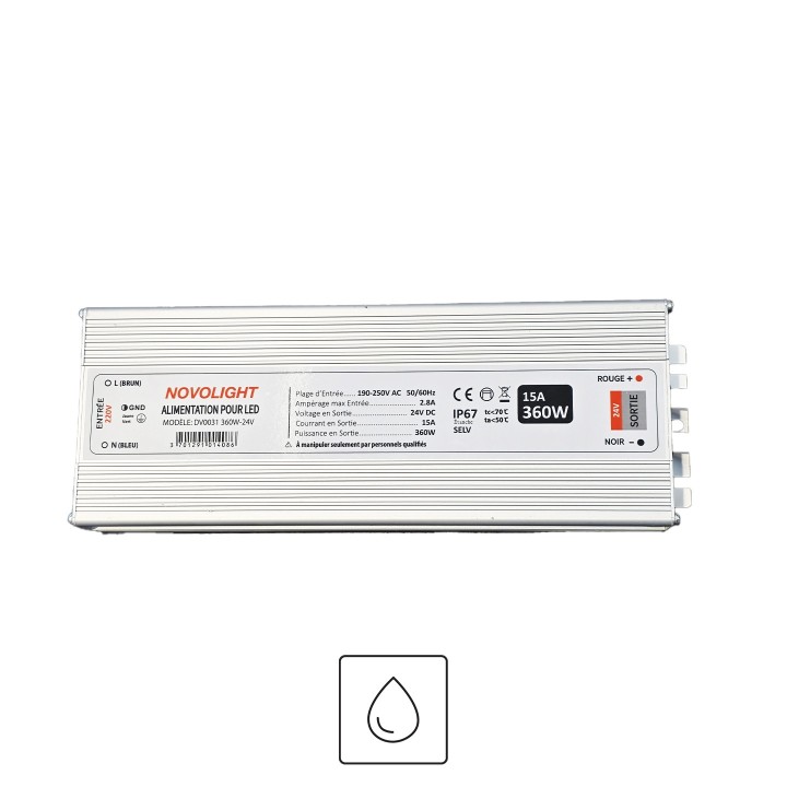 DRIVER 24V 360W IP67 257*90*40mm