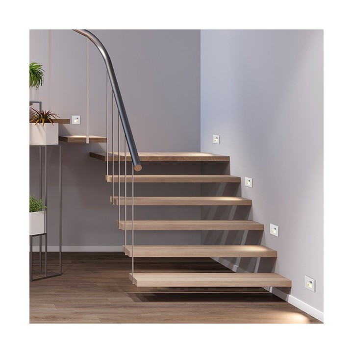 ENCASTRÉ MURAL CARÉE 80X80X41MM 2W CCT 80LM 90° PIR