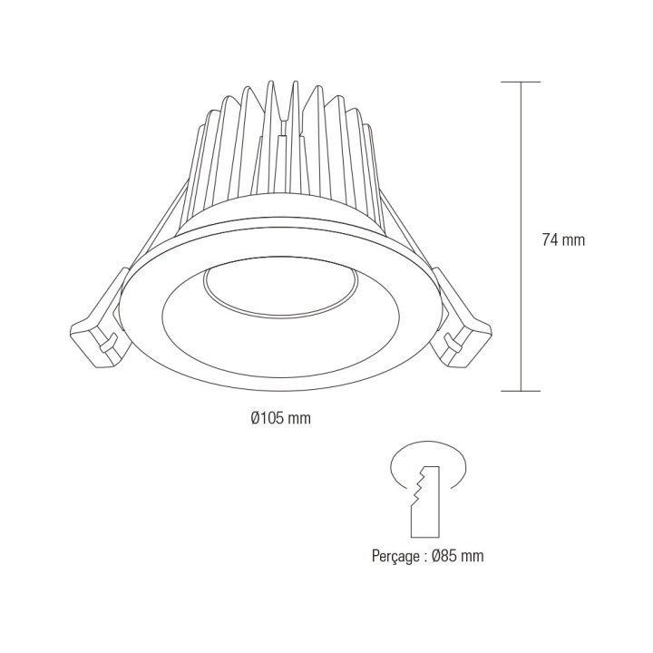 SPOT VENISE 12W 1200LM IP65 Ø108X74MM BLANC