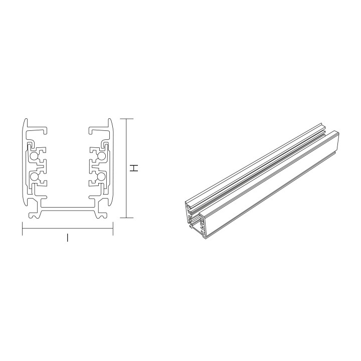 RAIL 3 ALLUMAGES TRIPHASE BLANC, 1M