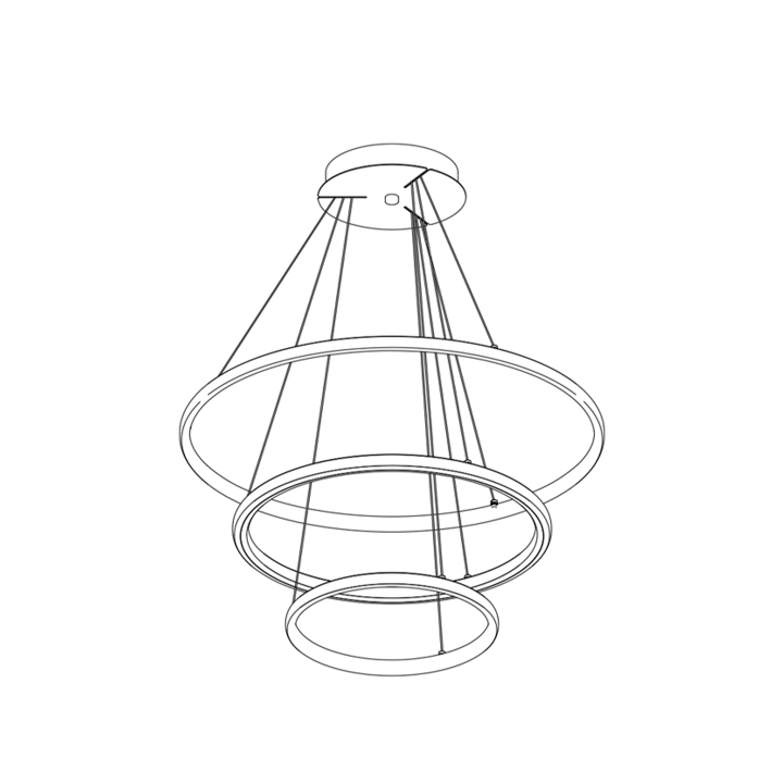 SUSPENSION 3 CERCLES D400+600+800 MM OR 120W 9800LM 2700/4000/5700K