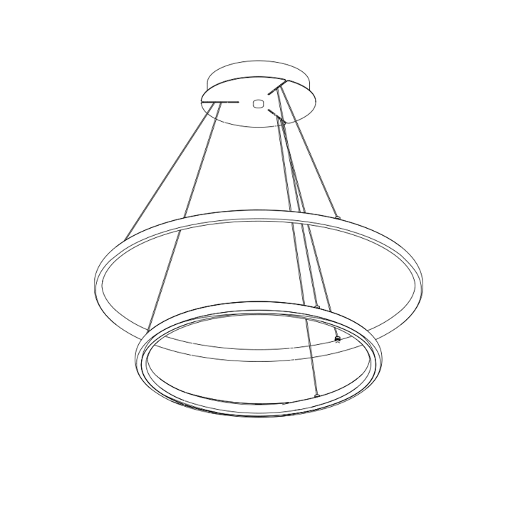 SUSPENSION 2 CERCLES D600+800 MM OR 100W 8200LM 2700/4000/5700K