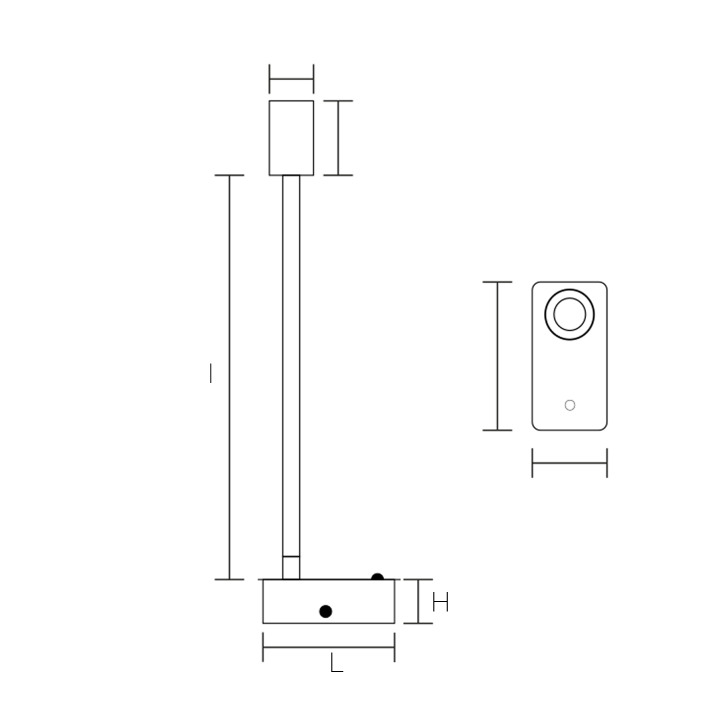 LISEUSE PATERE RECTANGULAIRE  D40*460MM 5W 36° 3000K DOREE MAT