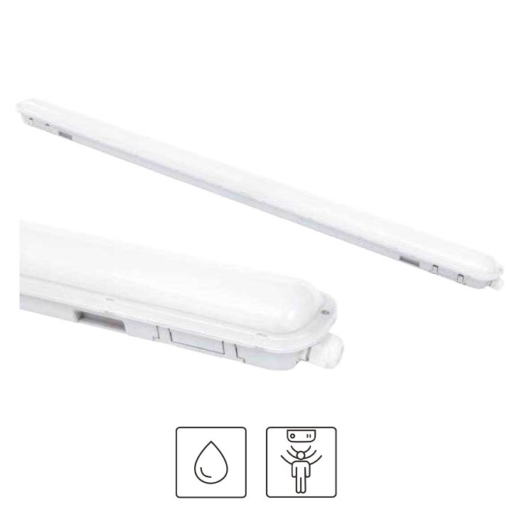 LUMINAIRE ETANCHE PORTO 24W 4000°K  IP65 120° 1200x72x58mm SENSOR