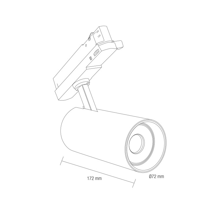 SPOT RAIL TRIPHASE  BLANC CCT 36° 25W 2500LM IRC90 72*172MM
