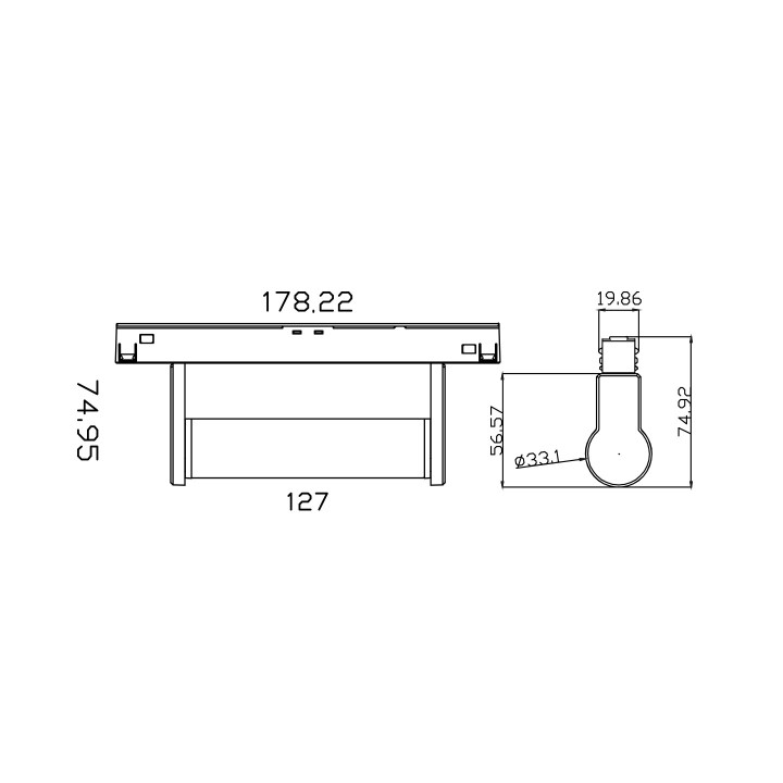 BARRE LED COB ORIENTABLE 33*75*127MM  7W 40° 48V