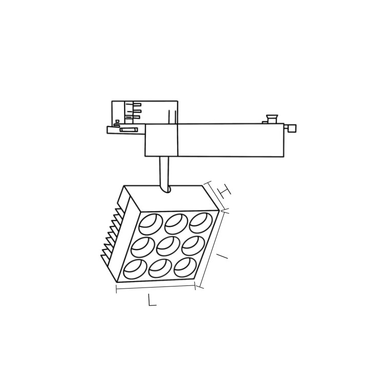 PROJECTEUR RAIL MUSUME CARRE 94*94MM 25W 4000K