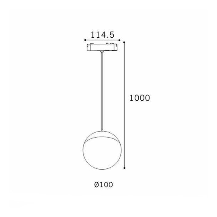 SUSPENDU ROND POUR MINI RAIL 48V 10W 2700K 120° 114.5*Ø100*1000MM NO